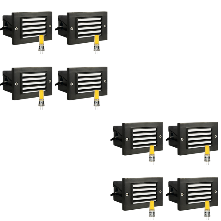 Outdoor Landscape Lighting LED 12V Low Voltage STB02 4x/8x/12x Package Louver Horizontal Waterproof LED Brass 4.5" Brick Lights Edge Step Lighting 12V Low Voltage 3W 3000K Bulb Dark Brass 8 Pack