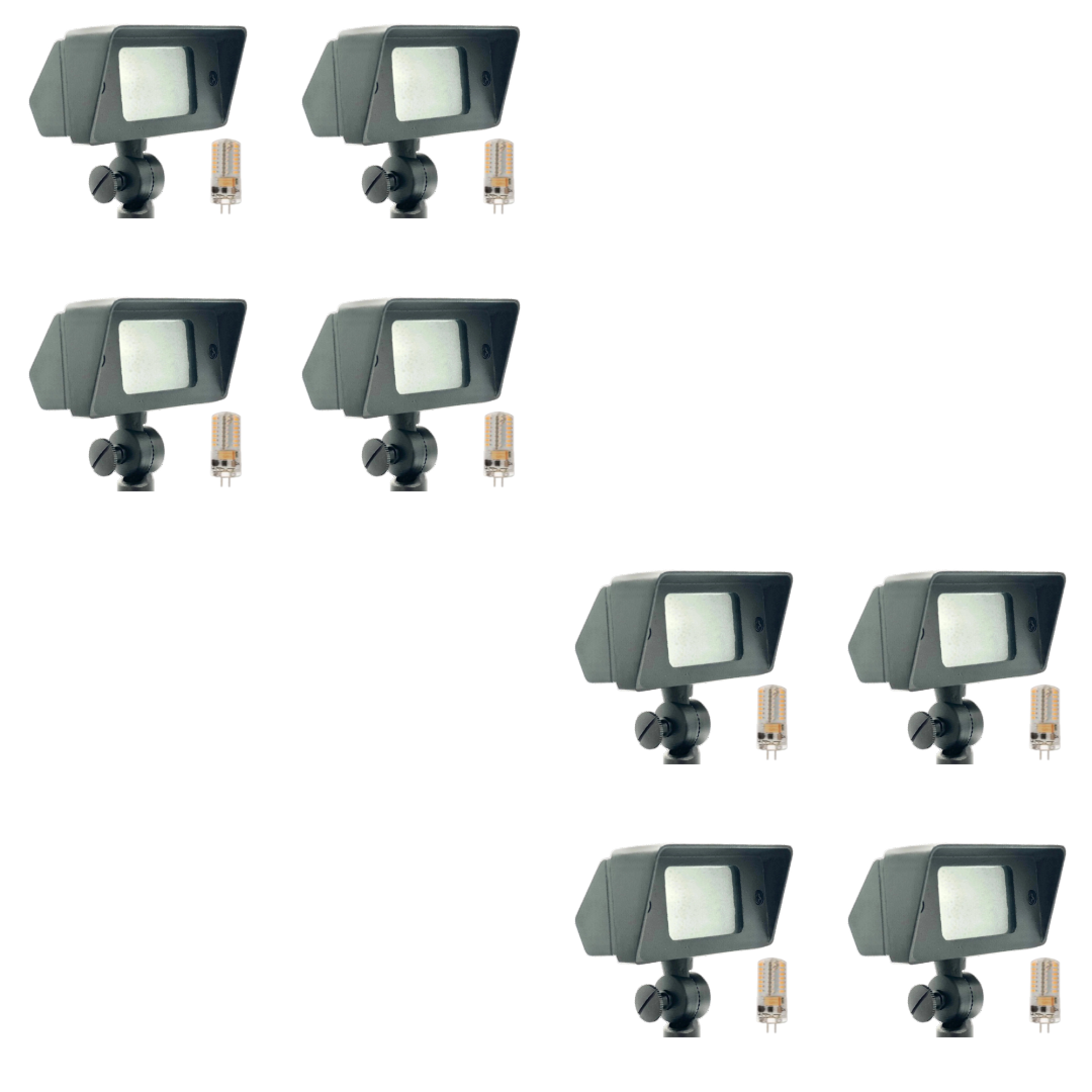 Outdoor Landscape Lighting LED 12V Low Voltage FLBP01 Tulay Black Brass Squared Floodlight 4x/8x/12x G4 2W Dimmable 2700K Package Low Voltage Landscape Lighting 8 Pack