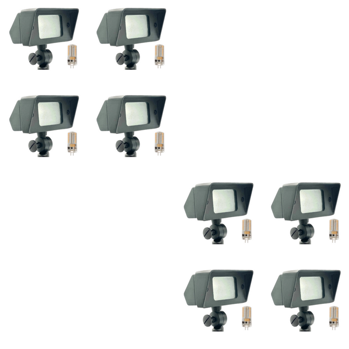 Outdoor Landscape Lighting LED 12V Low Voltage FLBP01 Tulay Black Brass Squared Floodlight 4x/8x/12x G4 2W Dimmable 2700K Package Low Voltage Landscape Lighting 8 Pack