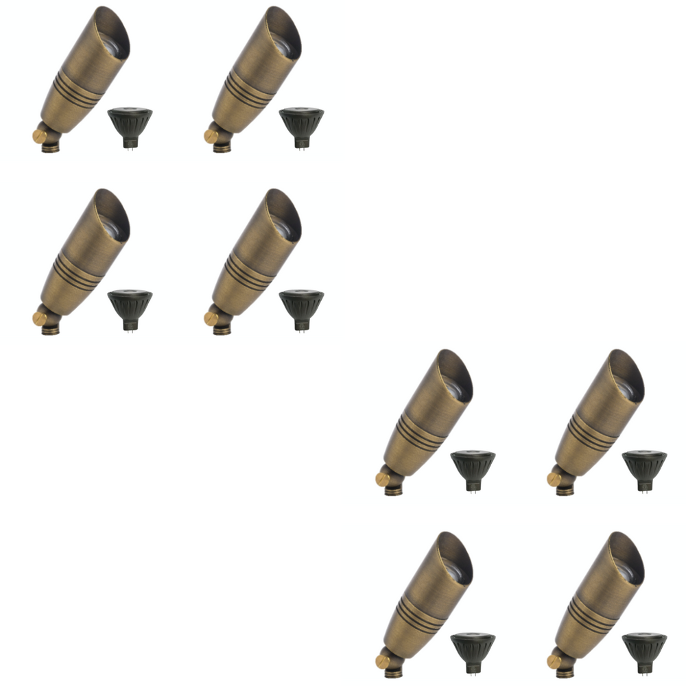 Outdoor Landscape Lighting LED 12V Low Voltage SPBP06 Tulay Antique Brass Spot Light 4x/8x/12x MR16 5W 2700K Package Low Voltage Landscape Lighting 8 Pack