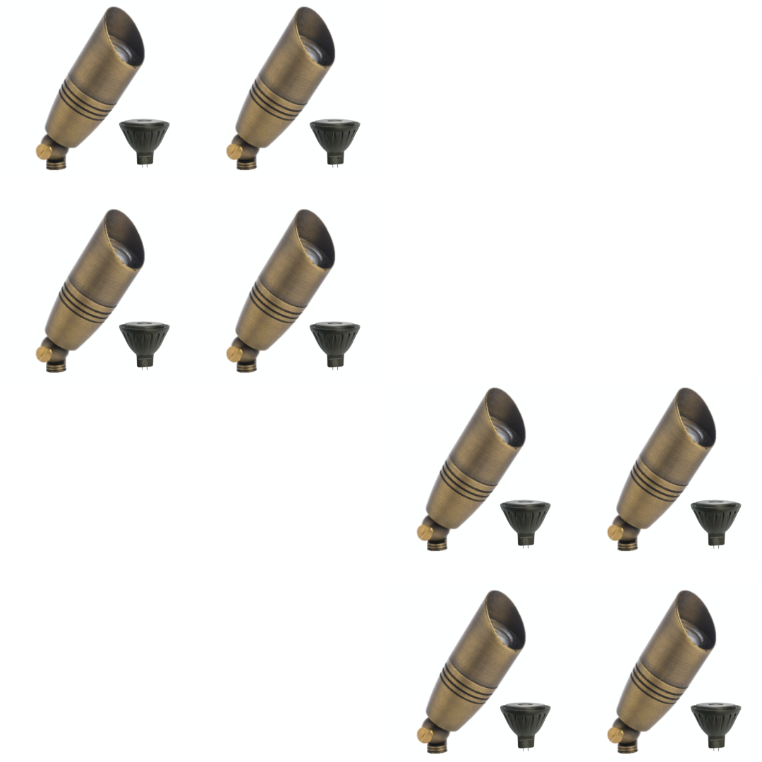 Outdoor Landscape Lighting LED 12V Low Voltage SPBP06 Tulay Antique Brass Spot Light 4x/8x/12x MR16 5W 2700K Package Low Voltage Landscape Lighting 8 Pack