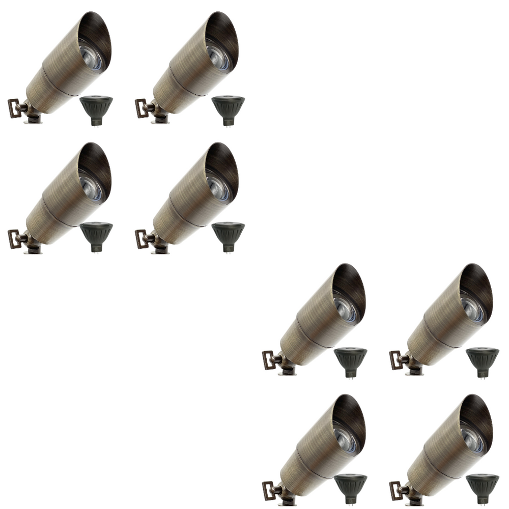 Outdoor Landscape Lighting LED 12V Low Voltage SPBP04 Rein Brown Brass Spotlight 4x/8x/12x 12V MR16 5W 2700K Package Low Voltage Outdoor Lighting 8 Pack