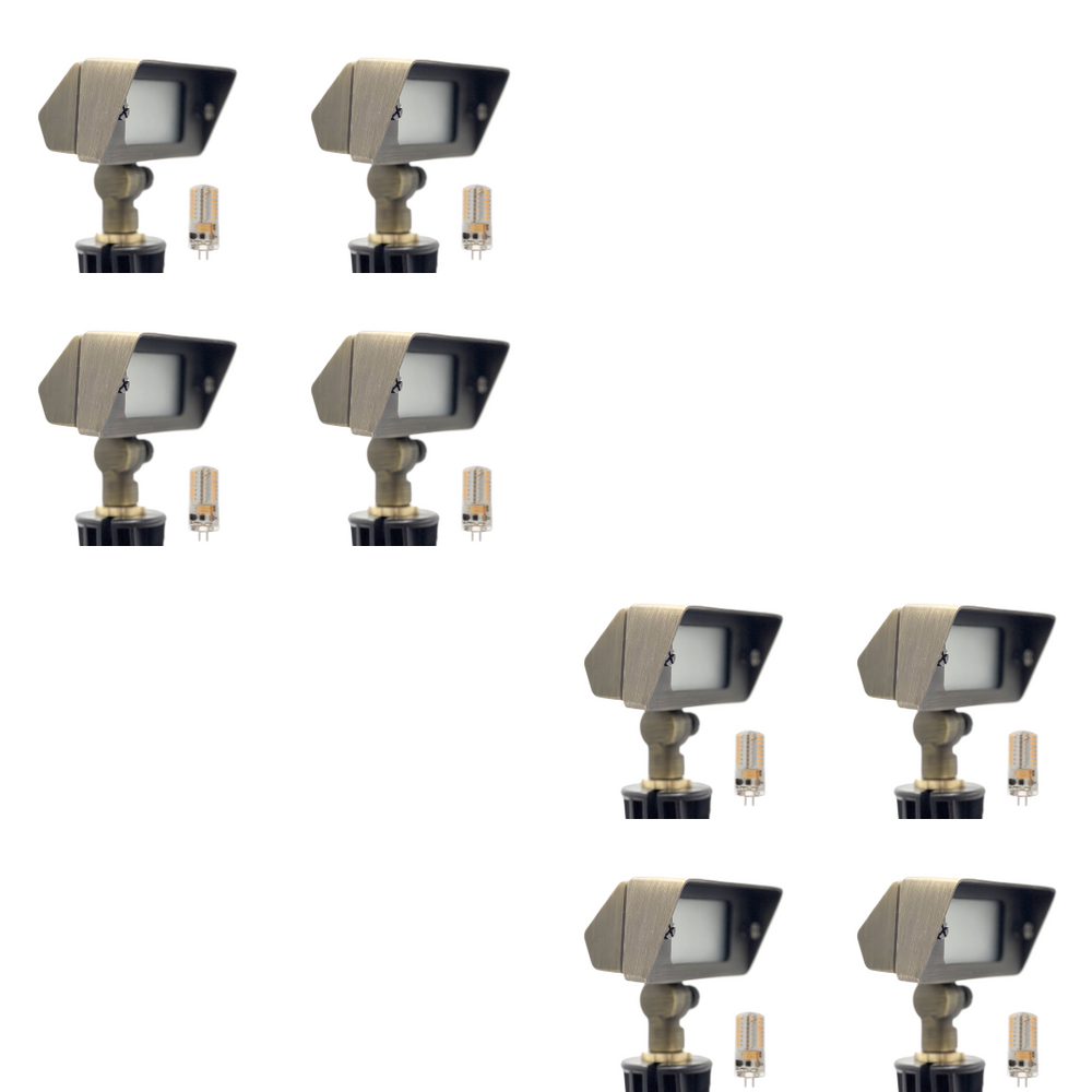 Outdoor Landscape Lighting LED 12V Low Voltage FLBP02 Tulay Antique Brass Squared Floodlight 4x/8x/12x G4 2W Dimmable 2700K Package Low Voltage Landscape Lighting