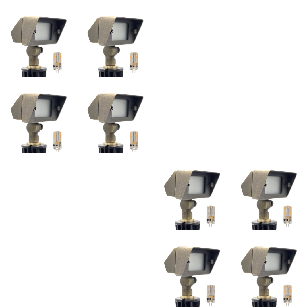Outdoor Landscape Lighting LED 12V Low Voltage FLBP02 Tulay Antique Brass Squared Floodlight 4x/8x/12x G4 2W Dimmable 2700K Package Low Voltage Landscape Lighting