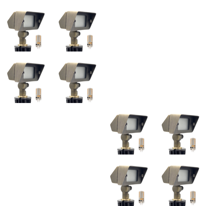 Outdoor Landscape Lighting LED 12V Low Voltage FLBP02 Tulay Antique Brass Squared Floodlight 4x/8x/12x G4 2W Dimmable 2700K Package Low Voltage Landscape Lighting