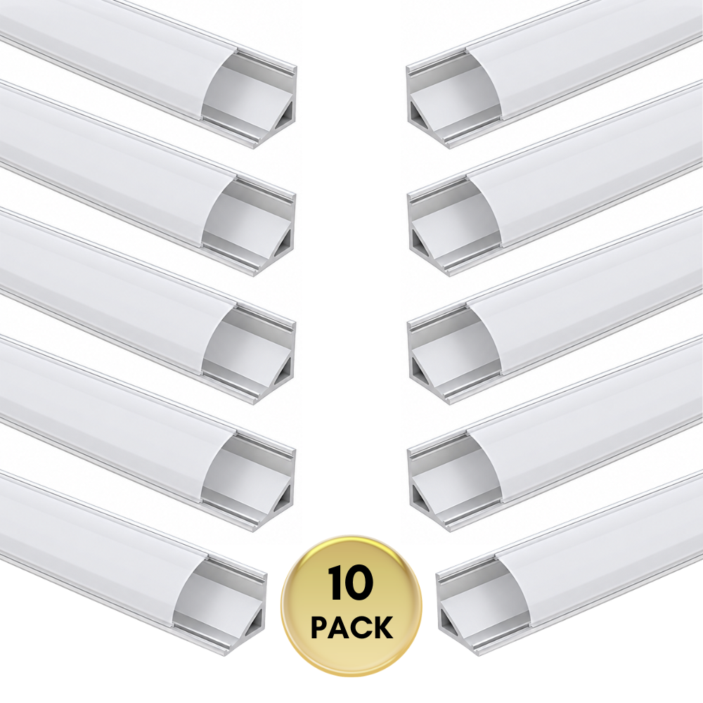 AP59 8 ft Aluminum Channel Corner Mount .63″ (W)  x .73″ (H) for LED Strip Lights | 10 Pack