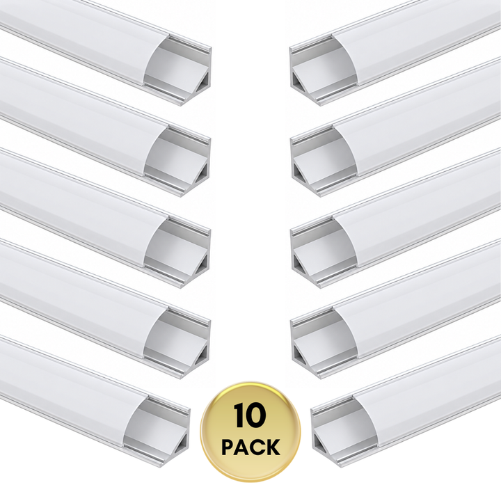 AP59 8 ft Aluminum Channel Corner Mount .63″ (W)  x .73″ (H) for LED Strip Lights | 10 Pack