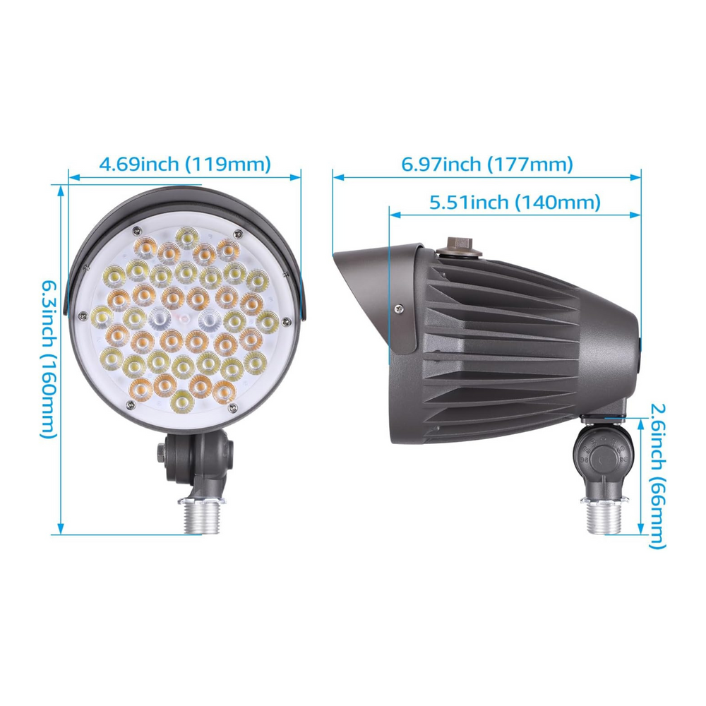 Outdoor Landscape Lighting LED 12V Low Voltage CDLCC40 120V Line Voltage Cast Aluminum Spotlight | 20W/30W/40W Adjustable Wattage 3CCT 3000K/4000K/5000K LED Bullet Floodlight, Photocell, 4880LM 100-277V Commercial Landscape Lights, ETL Listed IP65
