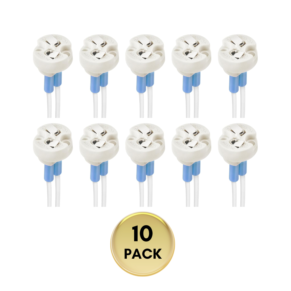 Outdoor Landscape Lighting LED 12V Low Voltage Ceramic Socket Adapter for G4, G6.35, MR11, MR16 Bulbs Package – 12V-250V Heat-Resistant Light Bulb Holder for Halogen and LED – Replacement Connector 10 Pack