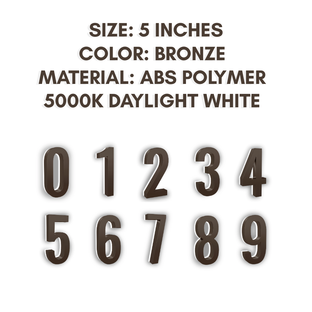 Outdoor Landscape Lighting LED 12V Low Voltage LED Backlit House Number Light 5" and 7" 5000K Daylight White DC9V Low Voltage LED Modern ABS Polymer Home Address Sign Light