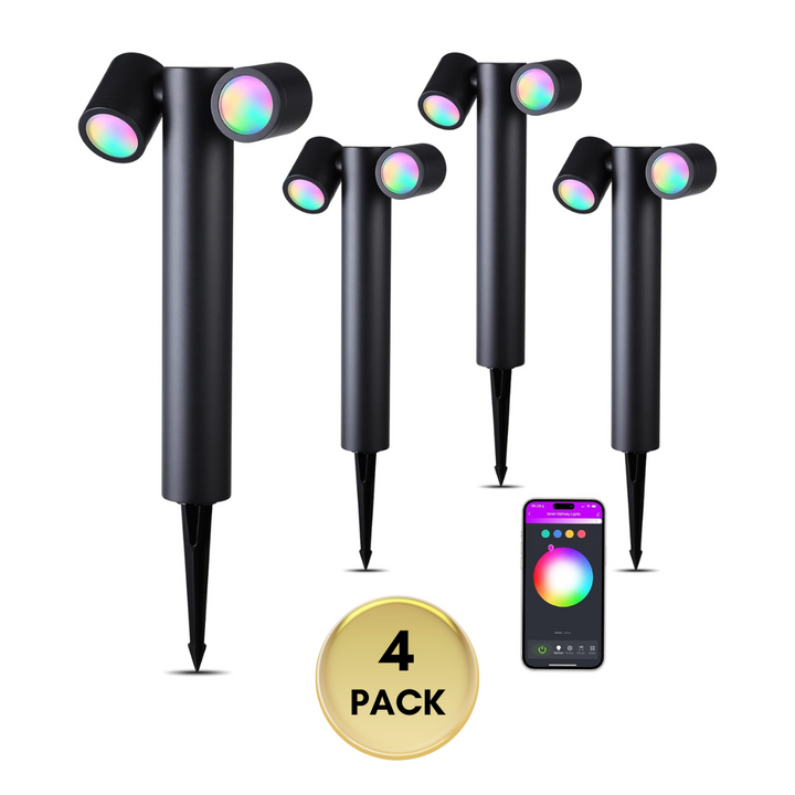 Outdoor Landscape Lighting LED 12V Low Voltage ALPR11 10W RGBCW Bluetooth Smart LED Landscape Pathway Light 2x or 4x Package, 12V-24V AC/DC 400LM 4 Pack