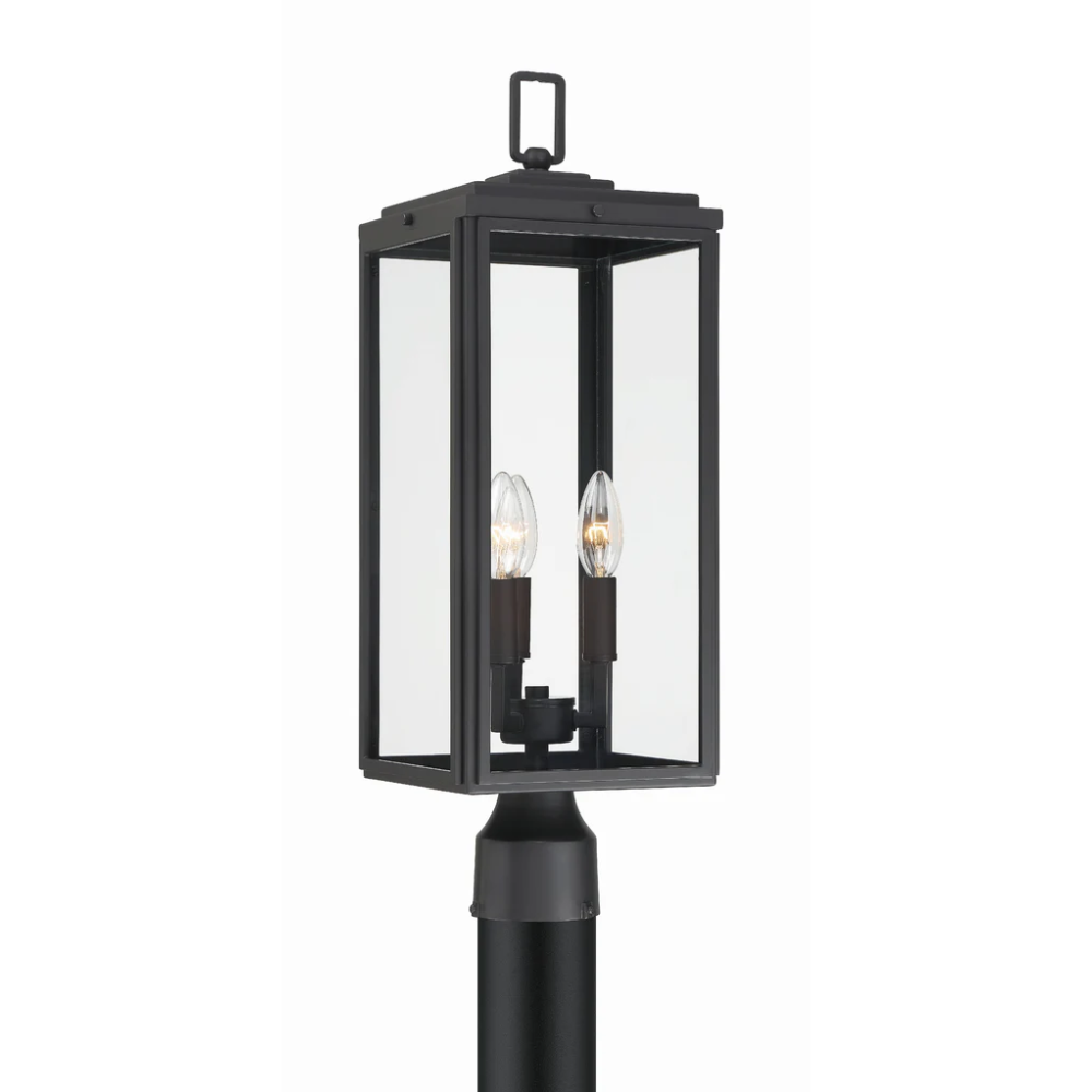 Outdoor Landscape Lighting LED 12V Low Voltage Bryon 3 Light Outdoor Post Light 7.5"x22.25" Stainless Steel and Glass Matte Black Finish 120V 3 E12 Candelabra Base LED Bulb Sockets Casual Farmhouse Lantern for Patio, Garden, Exterior Posts