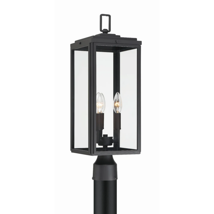 Outdoor Landscape Lighting LED 12V Low Voltage Bryon 3 Light Outdoor Post Light 7.5"x22.25" Stainless Steel and Glass Matte Black Finish 120V 3 E12 Candelabra Base LED Bulb Sockets Casual Farmhouse Lantern for Patio, Garden, Exterior Posts