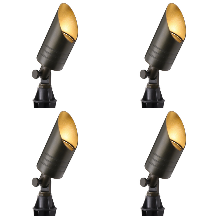 Outdoor Landscape Lighting LED 12V Low Voltage AL06B with MR16 5W 3000K 4x/8x/12x Package Low Voltage Brass Directional Spot Light Outdoor Landscape Lighting 4 Pack