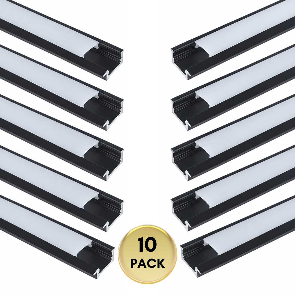 Montaje empotrado de canal de aluminio AP44M para tiras de luces LED | Paquete de 10