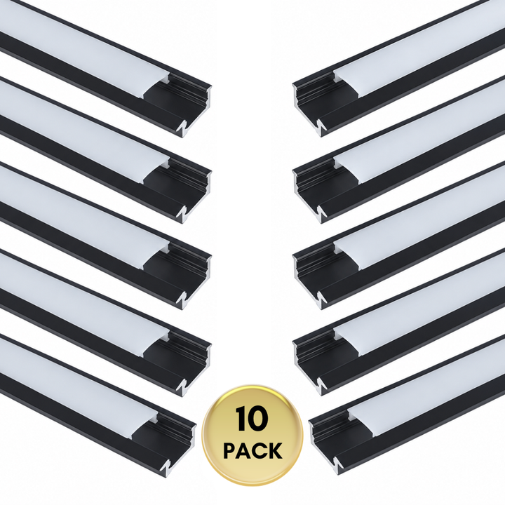 Montaje empotrado de canal de aluminio AP44M para tiras de luces LED | Paquete de 10