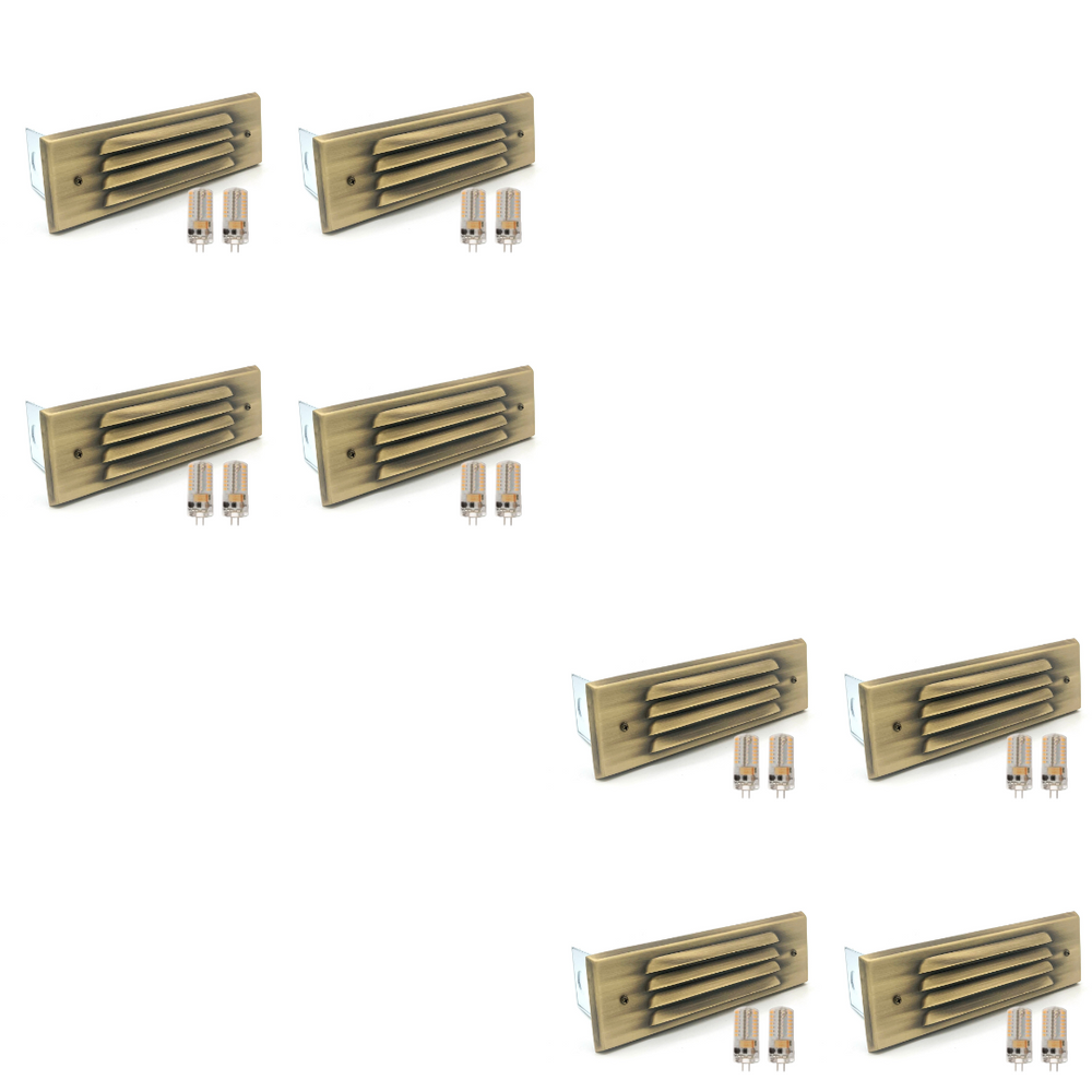 Outdoor Landscape Lighting LED 12V Low Voltage STBP04 Tulay Antique Brass Louvered Step Light 4x/8x/12x G4 4W Dimmable 2700K Package Low Voltage Landscape Lighting