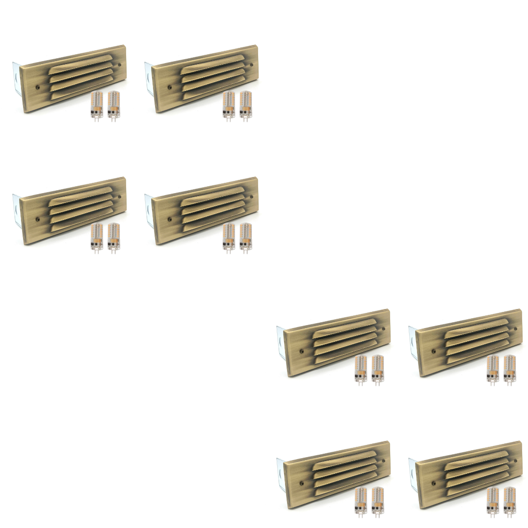Outdoor Landscape Lighting LED 12V Low Voltage STBP04 Tulay Antique Brass Louvered Step Light 4x/8x/12x G4 4W Dimmable 2700K Package Low Voltage Landscape Lighting