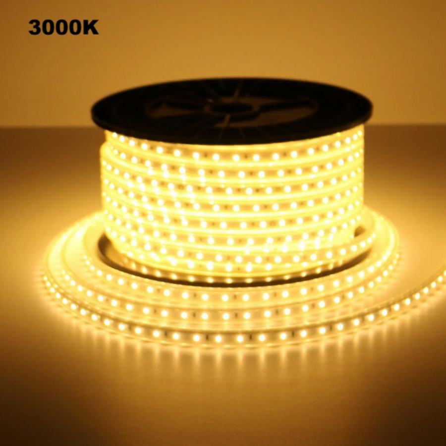 Outdoor Landscape Lighting LED 12V Low Voltage SL10 Dotted 110V 165ft 2.4W/ft Single-Color SMD283 LED Strip Lights High Voltage Tape Light IP65 3000K Warm White