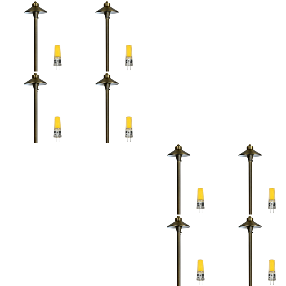Outdoor Landscape Lighting LED 12V Low Voltage PLB03 4x/8x/12x Package LED 12V Low Voltage Brass Pathway Lights Outdoor Landscape Lighting Fixtures with G4 3W 3000K Bulb 8 Pack