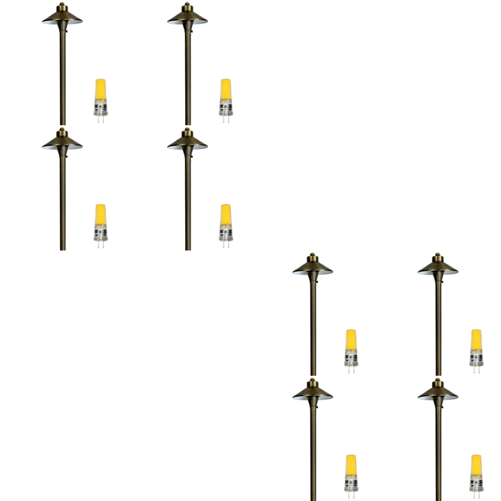 Outdoor Landscape Lighting LED 12V Low Voltage PLB03 4x/8x/12x Package LED 12V Low Voltage Brass Pathway Lights Outdoor Landscape Lighting Fixtures with G4 3W 3000K Bulb 8 Pack