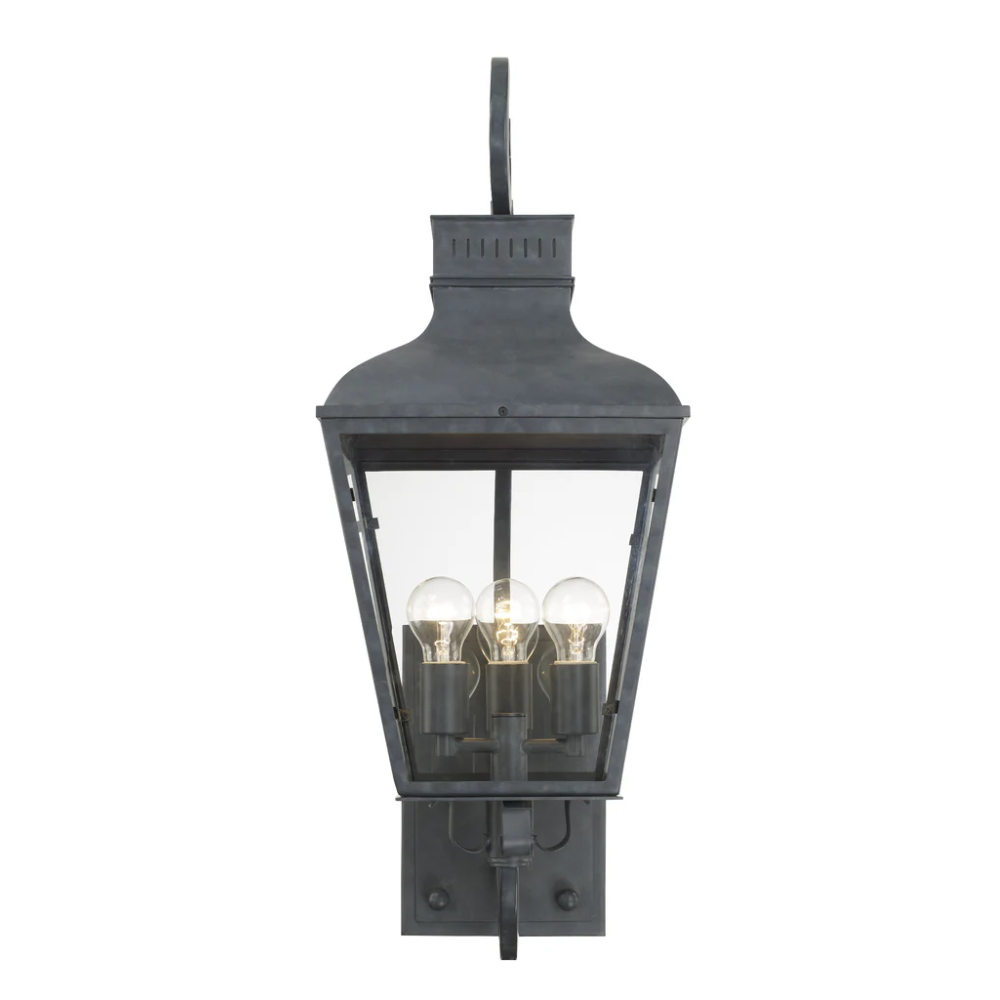 Outdoor Landscape Lighting LED 12V Low Voltage Dumont 3 Light Outdoor Sconce 12"x32.25" Stainless Steel and Clear Glass Graphite Metal Finish 120V 3 E26 Medium Base LED Bulb Socket for Patio, Garden, Exterior Walls