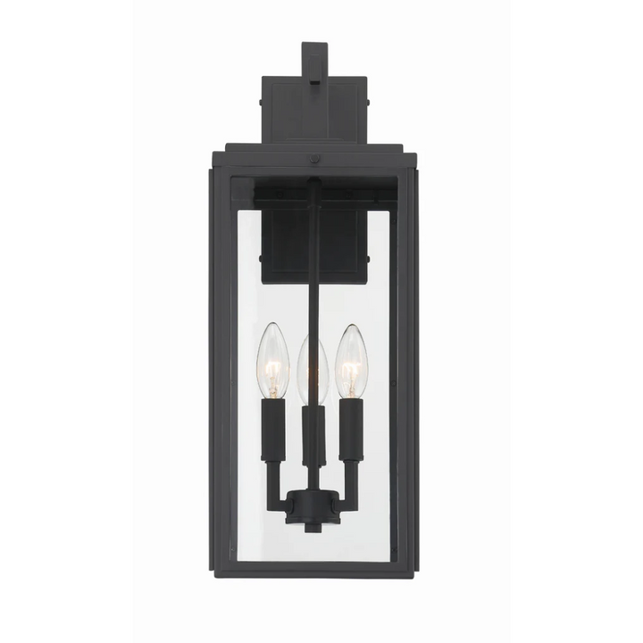 Outdoor Landscape Lighting LED 12V Low Voltage Byron 3 Light Outdoor Sconce 7.5"x19.75" Stainless Steel and Clear Glass Matte Black Finish 120V 3 E12 Candelabra Base LED Bulb Socket for Patio, Garden, Exterior Walls