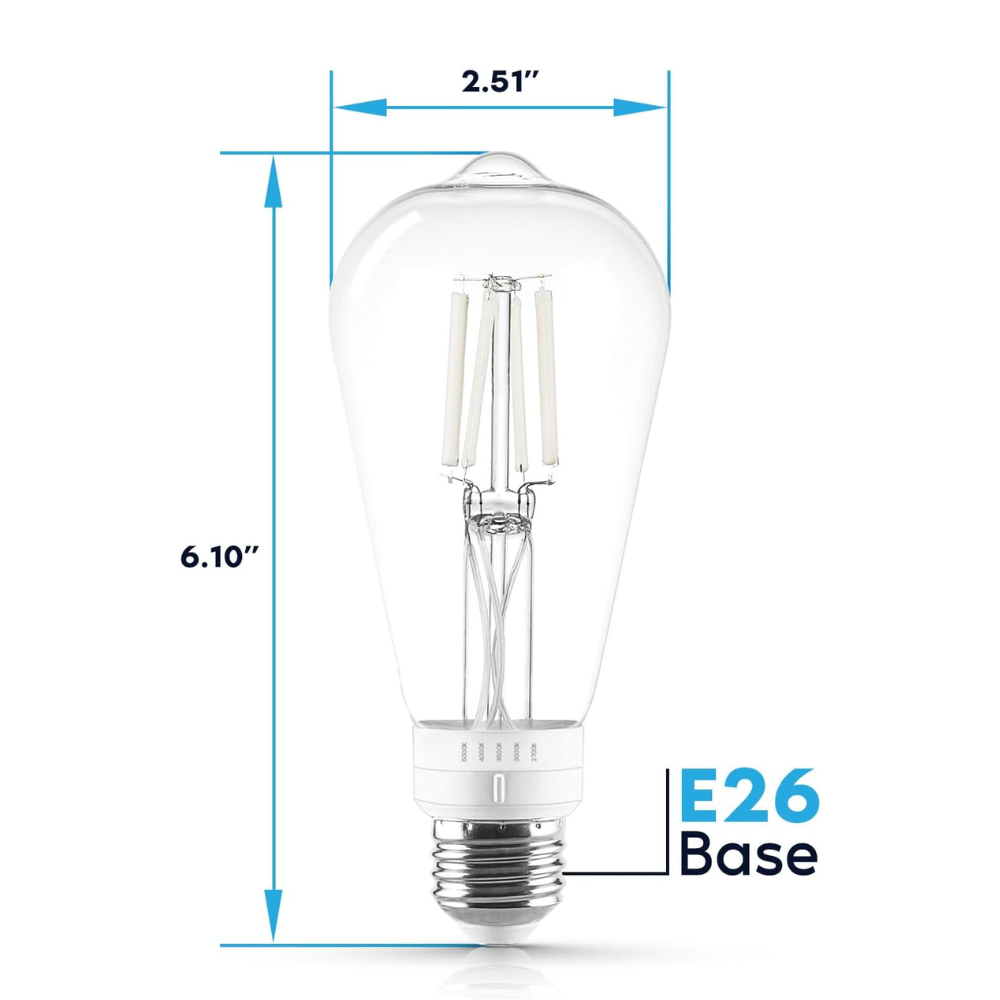Outdoor Landscape Lighting LED 12V Low Voltage E26 ST19 4.5W Filament 12-Pack 120V Line Voltage 5CCT 2700K/3000K/3500K/4000K/5000K Bulbs Package Dimmable CRI90 Energy Saving High Voltage Medium Base Light Bulb