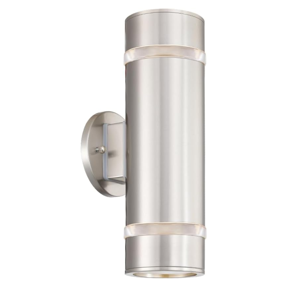 Outdoor Landscape Lighting LED 12V Low Voltage SCSH01 120V Line Voltage LED Stainless Steel Cylinder Up Down Light 2 Directional Sconce Lighting Medium Base Sockets Stainless Steel
