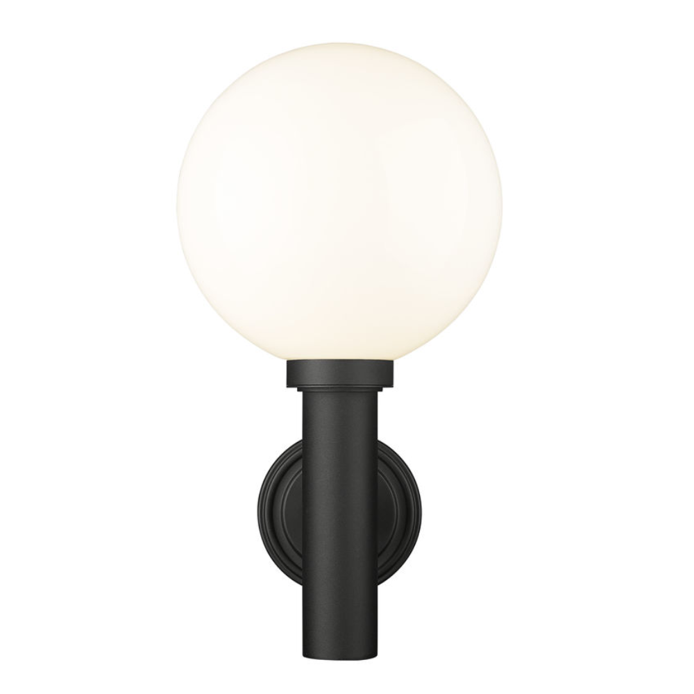 Outdoor Landscape Lighting LED 12V Low Voltage Laurent Outdoor Wall Sconce Light 1 E26 Medium Base Light Bulb Socket Outdoor Marine Grade Aluminum and Glass 12" x 13" x 22.5" Black with White Opal Finish 120V for Garden, Interior, Exterior, Garage and Patio 597B-BK