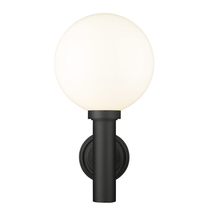Outdoor Landscape Lighting LED 12V Low Voltage Laurent Outdoor Wall Sconce Light 1 E26 Medium Base Light Bulb Socket Outdoor Marine Grade Aluminum and Glass 12" x 13" x 22.5" Black with White Opal Finish 120V for Garden, Interior, Exterior, Garage and Patio 597B-BK