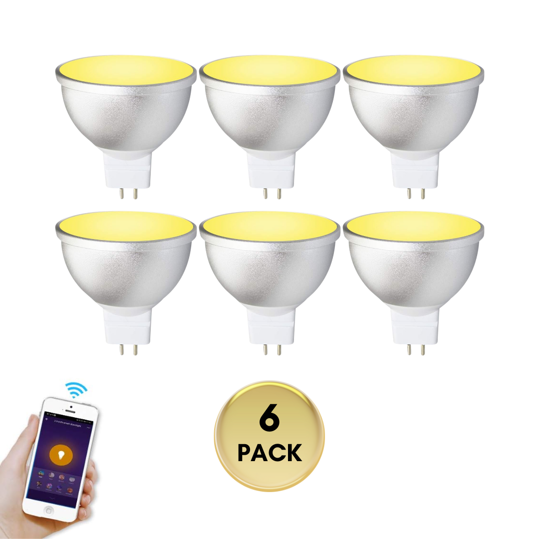 Outdoor Landscape Lighting LED 12V Low Voltage MR16 RGBCW 2700K-6000K 5W Smart WIFI LED Light Bulb, Energy Saving Color Changing 12V Outdoor LED Bulb Compatible with Alexa, Google Assistant, and Siri 6 Pack