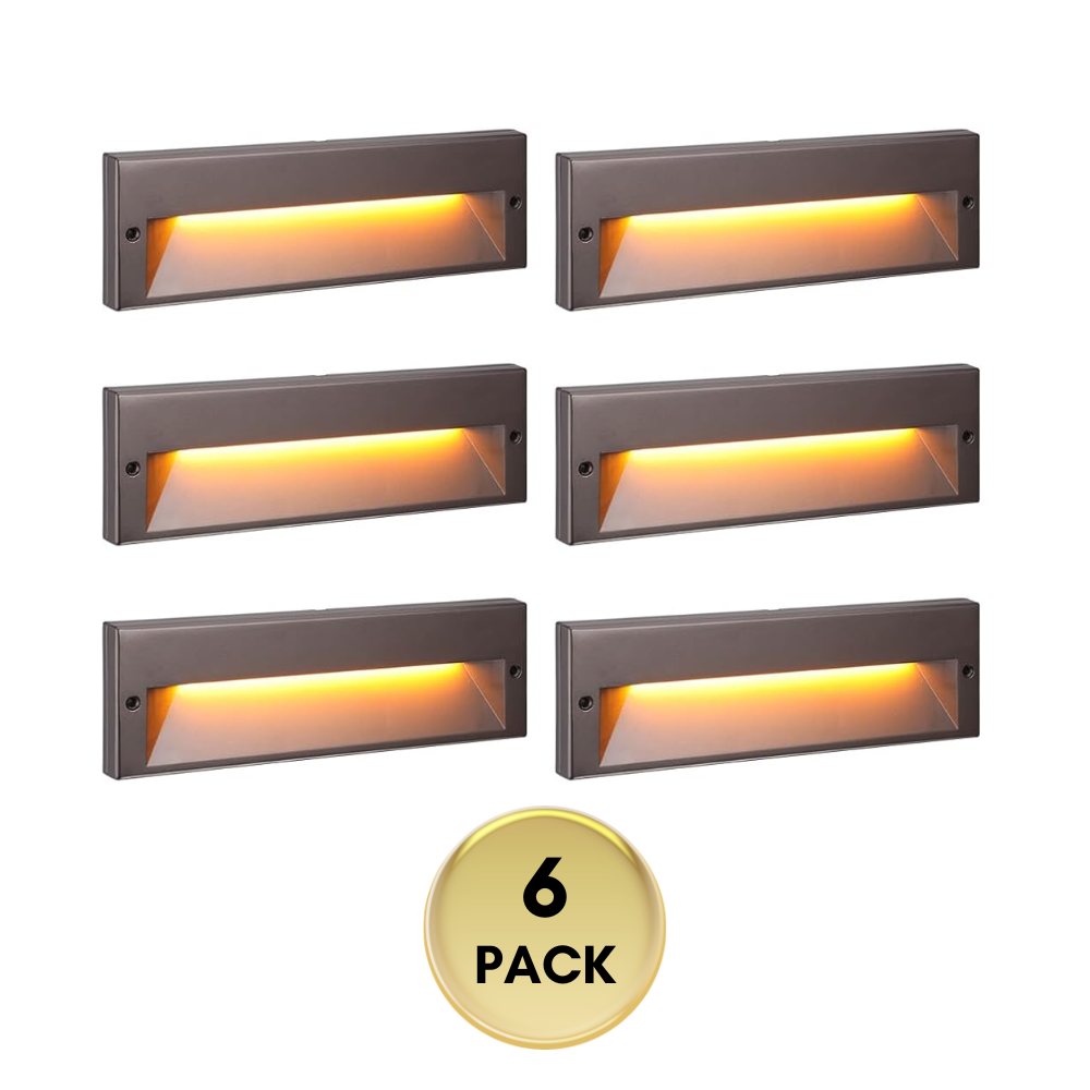 Outdoor Landscape Lighting LED 12V Low Voltage STLA10 Package 6W Low Voltage 10.6" LED Outdoor Step Lights, 12V-24V 5CCT 1800K/2700K/3000K/4000K/5000K Integrated LED Aluminum Deck Lights Landscape Lights 6 Pack