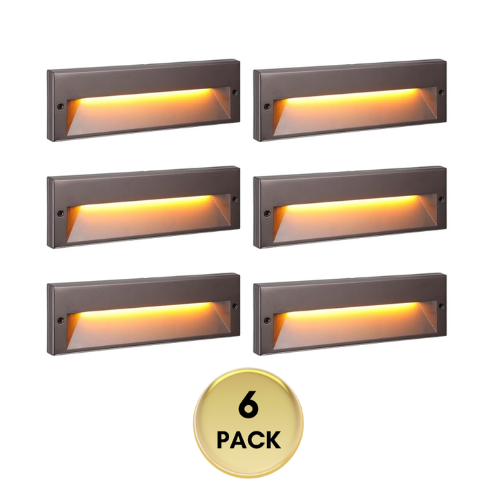 Outdoor Landscape Lighting LED 12V Low Voltage STLA10 Package 6W Low Voltage 10.6" LED Outdoor Step Lights, 12V-24V 5CCT 1800K/2700K/3000K/4000K/5000K Integrated LED Aluminum Deck Lights Landscape Lights 6 Pack