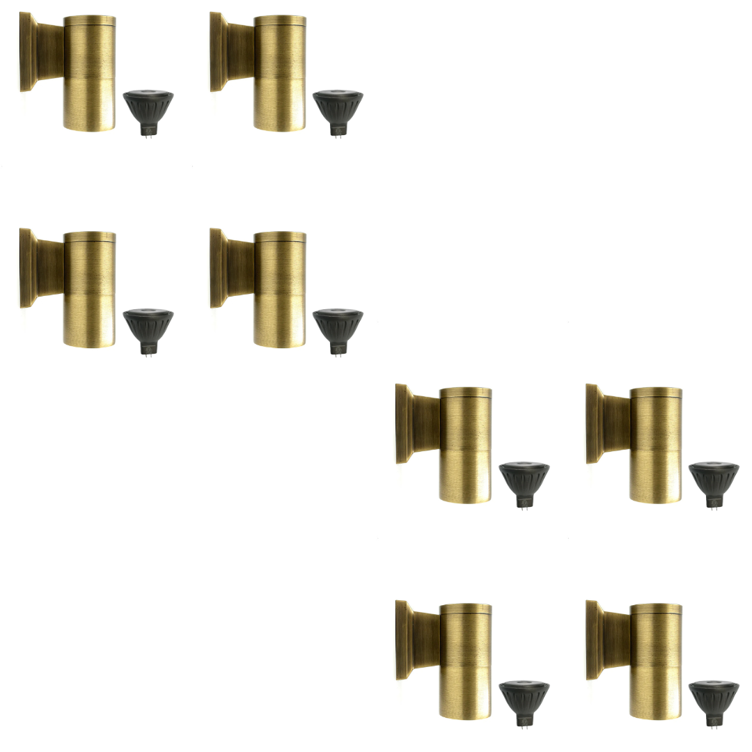 Outdoor Landscape Lighting LED 12V Low Voltage SCSP04 Teide Sconce Brass Finish Down Light 4x/8x/12x MR16 4W Dimmable 2700K Package Low Voltage Outdoor Lighting Antique Brass 8 Pack
