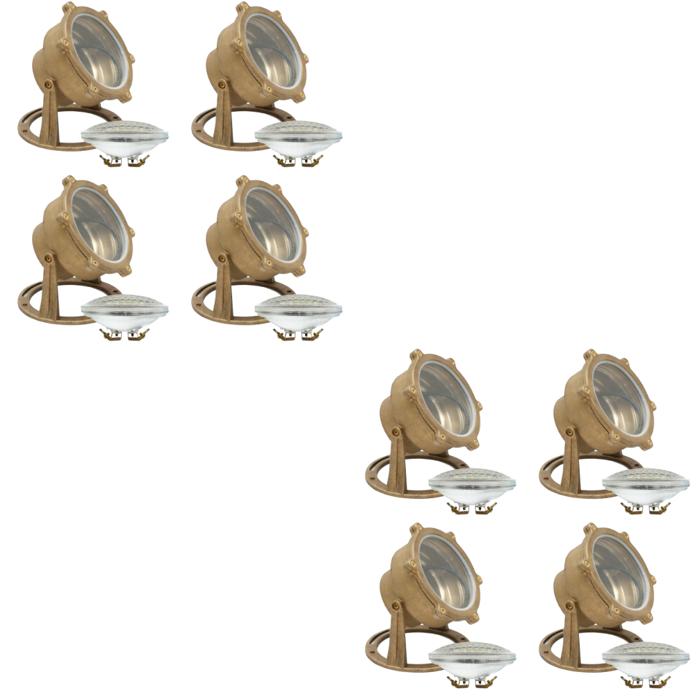 Outdoor Landscape Lighting LED 12V Low Voltage ULB02 4x/8x/12x Package Cast Brass LED 12V Low Voltage Underwater Pond Light IP68 Waterproof with PAR36 10W 160° 3000K Bulb 8 Pack