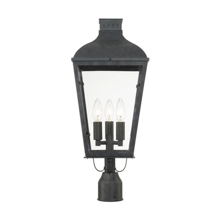 Outdoor Landscape Lighting LED 12V Low Voltage Dumont 3 Light Outdoor Post Light 9.25"x23" Stainless Steel and Glass Graphite Finish 120V 3 E12 Candelabra Base LED Bulb Sockets Casual Farmhouse Lantern for Patio, Garden, Exterior Posts