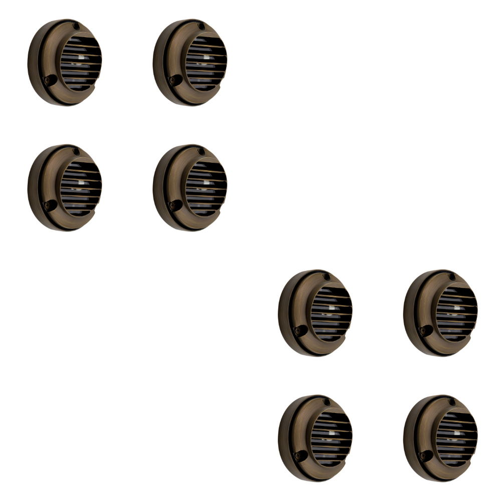 Outdoor Landscape Lighting LED 12V Low Voltage DL02B with G4 3W 2700K 4x/8x/12x Package Solid Brass Round Surface Mount Grilled Deck Light Low Voltage Landscape Lighting 8 Pack