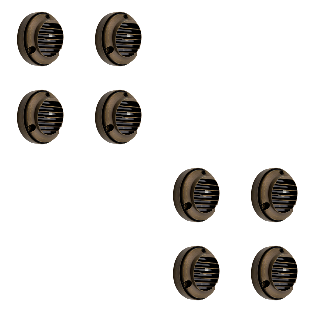 Outdoor Landscape Lighting LED 12V Low Voltage DL02B with G4 3W 2700K 4x/8x/12x Package Solid Brass Round Surface Mount Grilled Deck Light Low Voltage Landscape Lighting 8 Pack