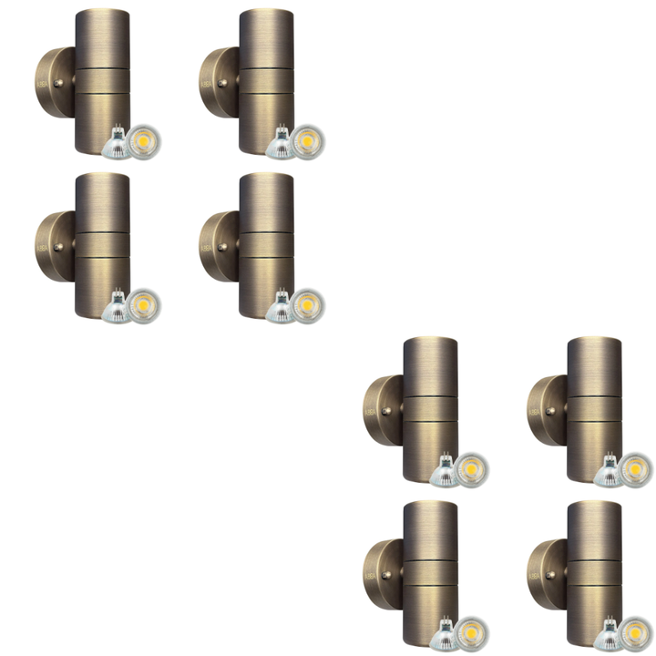 Outdoor Landscape Lighting LED 12V Low Voltage SCB05 4x/8x/12x Package LED Cylinder Up Down Light 2 Directional Brass Sconce Lighting with 12V Low Voltage 5W 3000K Bulb