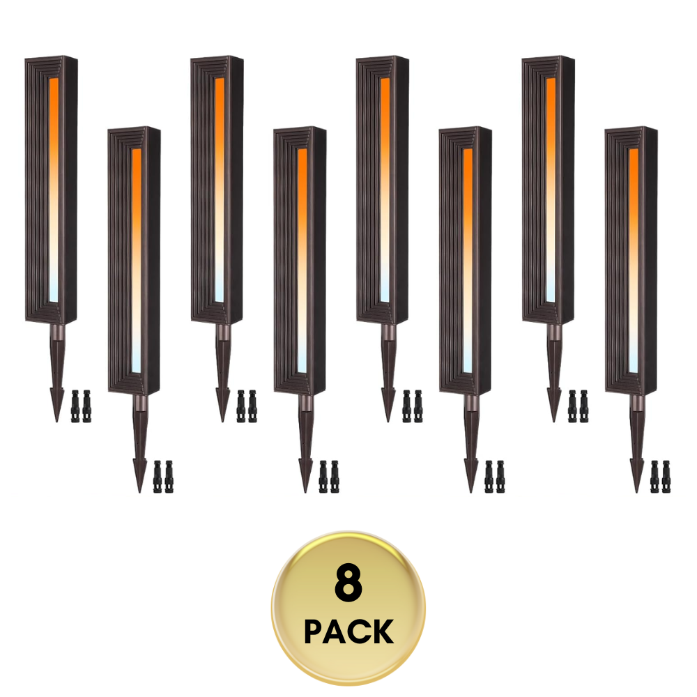 Outdoor Landscape Lighting LED 12V Low Voltage ALP54 Low Voltage Pathway Lights Package Arc-Shaped Oil-Rubbed Bronze Cast Aluminum, 7W 5CCT 12V-24V AC/DC LED Walkway Lighting IP65 Waterproof 8 Pack