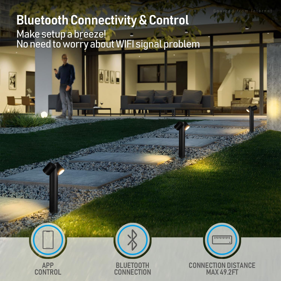 Outdoor Landscape Lighting LED 12V Low Voltage ALPR11 10W RGBCW Bluetooth Smart LED Landscape Pathway Light 2x or 4x Package, 12V-24V AC/DC 400LM