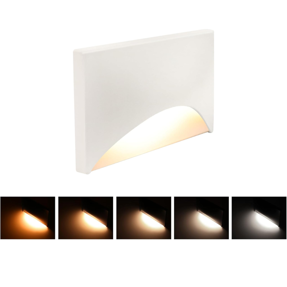 Outdoor Landscape Lighting LED 12V Low Voltage STAH03 5CCT 120V LED Aluminum Outdoor Step Lights, 2700K/3000K/3500K/4000K/5000K Stair Lighting Package, 3W Dimmable LED Lights for Step Stair, CRI90, ETL Listed, IP65 Waterproof 1 pack White