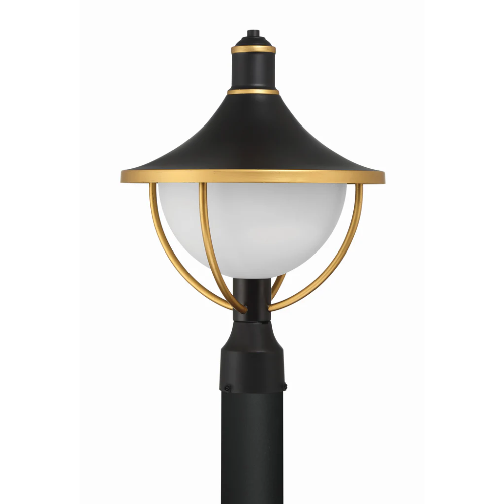 Outdoor Landscape Lighting LED 12V Low Voltage Atlas 1 Light Outdoor Post Light 13.5"x18.5" Stainless Steel and Glass Matte Black with Textured Gold Finish 120V 1 E26 Medium Base LED Bulb Sockets Casual Farmhouse Lantern for Patio, Garden, Exterior Posts