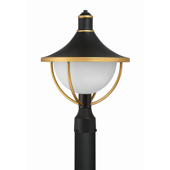 Outdoor Landscape Lighting LED 12V Low Voltage Atlas 1 Light Outdoor Post Light 13.5"x18.5" Stainless Steel and Glass Matte Black with Textured Gold Finish 120V 1 E26 Medium Base LED Bulb Sockets Casual Farmhouse Lantern for Patio, Garden, Exterior Posts