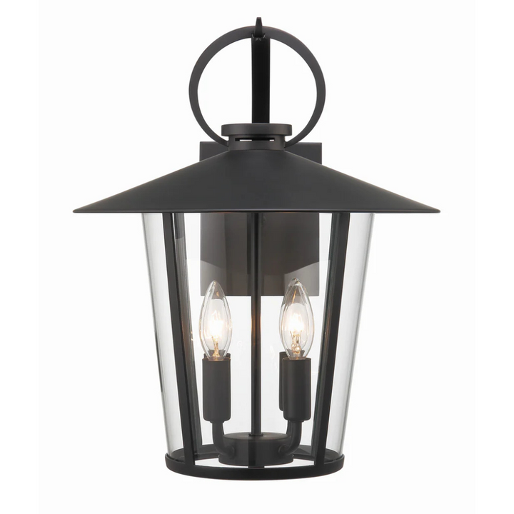 Outdoor Landscape Lighting LED 12V Low Voltage Andover 4 Light Outdoor Sconce 14"x17.25" Stainless Steel and Clear Glass Black Matte Finish 120V 4 E12 Candelabra Base LED Bulb Socket for Patio, Garden, Exterior Walls