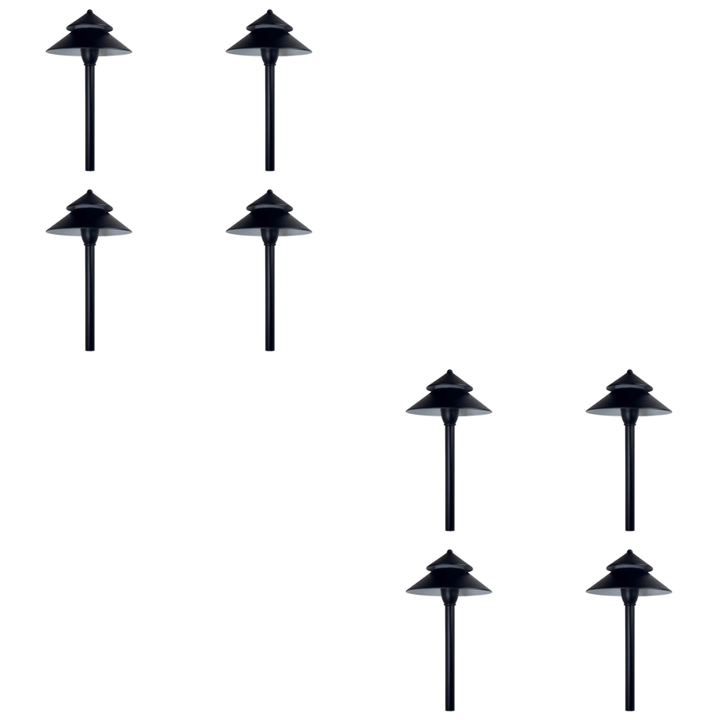 Outdoor Landscape Lighting LED 12V Low Voltage CDPA77 4x/8x/12x Package 3W 12V AC/DC Low Voltage Umbrella Hat 5CCT Integrated LED Aluminum Path Light 8 Pack