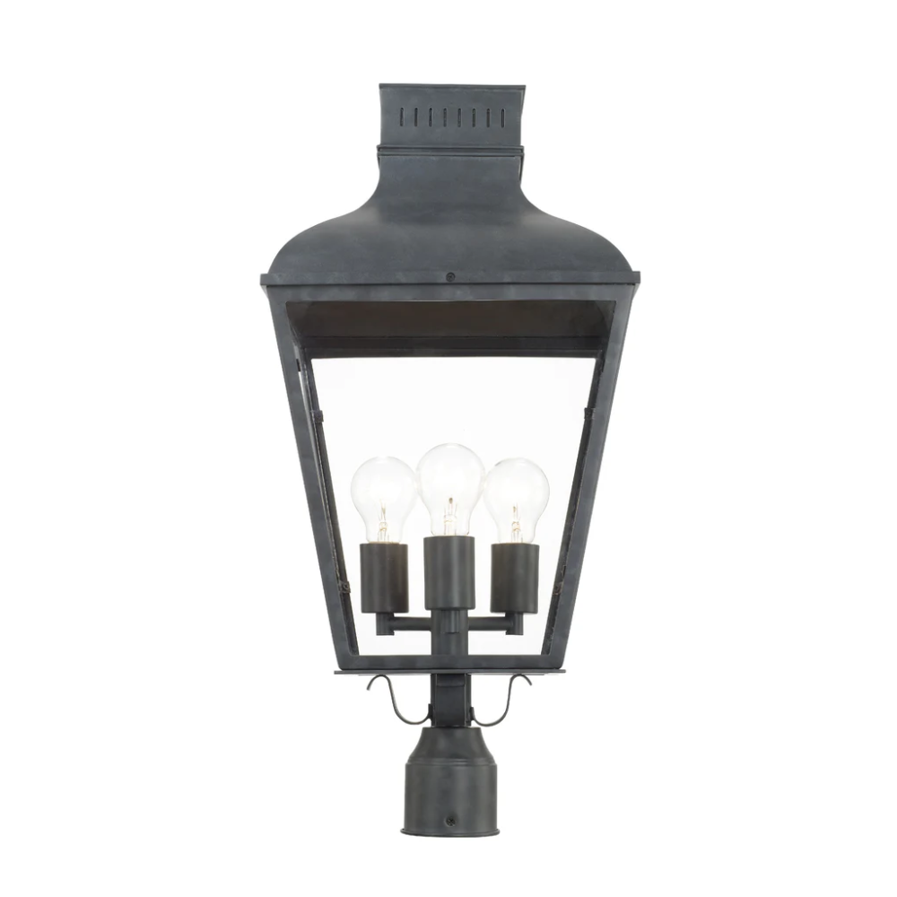 Outdoor Landscape Lighting LED 12V Low Voltage Dumont 3 Light Outdoor Post Light 12"x25" Stainless Steel and Glass Graphite Finish 120V 3 E12 Candelabra Base LED Bulb Sockets Casual Farmhouse Lantern for Patio, Garden, Exterior Posts