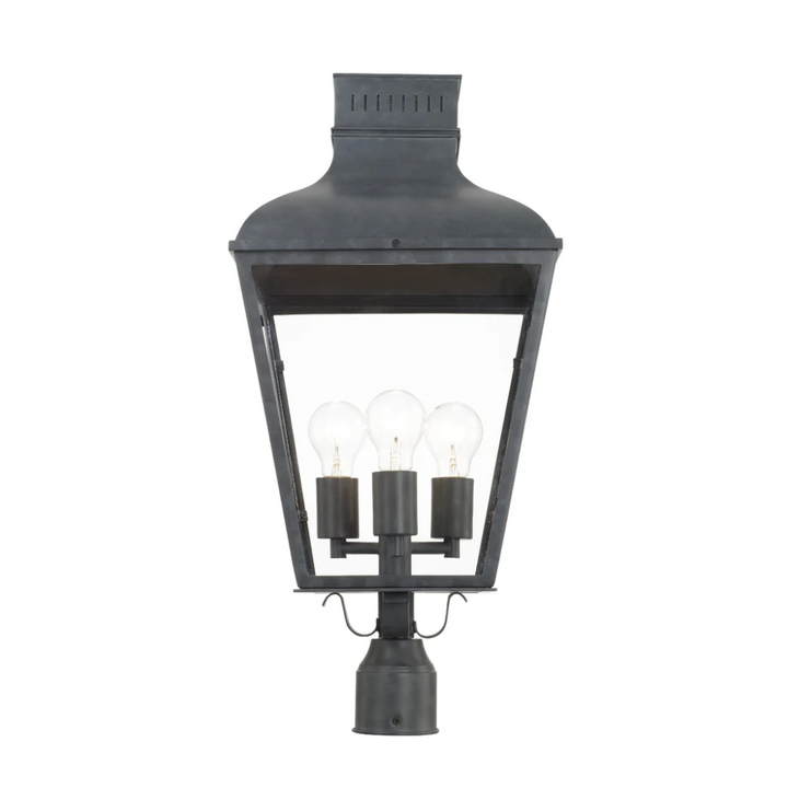 Outdoor Landscape Lighting LED 12V Low Voltage Dumont 3 Light Outdoor Post Light 12"x25" Stainless Steel and Glass Graphite Finish 120V 3 E12 Candelabra Base LED Bulb Sockets Casual Farmhouse Lantern for Patio, Garden, Exterior Posts