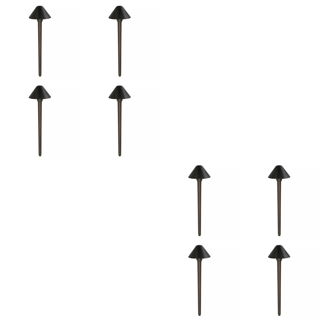 Outdoor Landscape Lighting LED 12V Low Voltage PL80B with G4 3W 2700K 4x/8x/12x Package Solid Brass Mushroom Hat Path Light - Light Bronze Finish Low Voltage Landscape Lighting 8 Pack